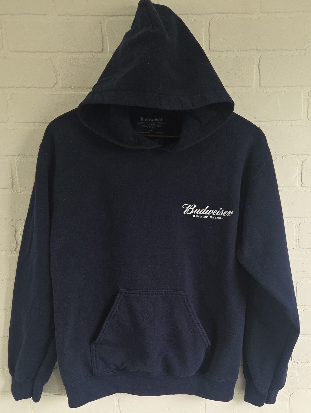 Budweiser Navy Blue Pullover Hoodie with Chest Logo